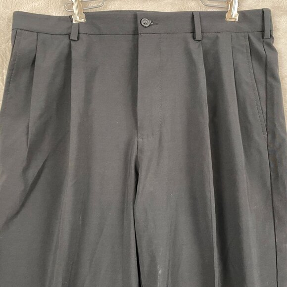 Ben Hogan Mens Dress Pants Size 34x30 Black Pleated Polyester Blend Straight Leg - Picture 7 of 12